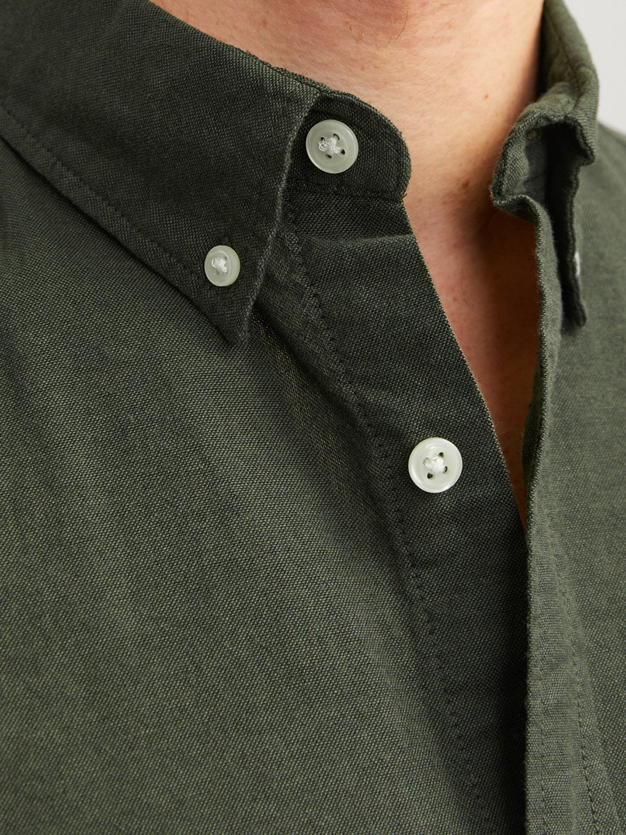 Dark Green JJEOXFORD Solid Button-Down Oxford Shirt