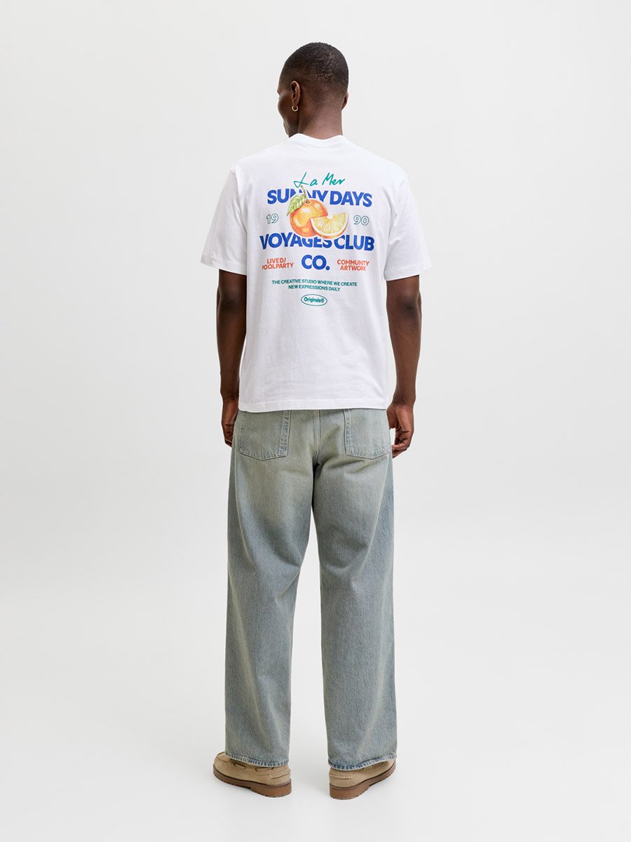 White JORRIVIERA Graphic Print Crew Neck Short Sleeves T-Shirt