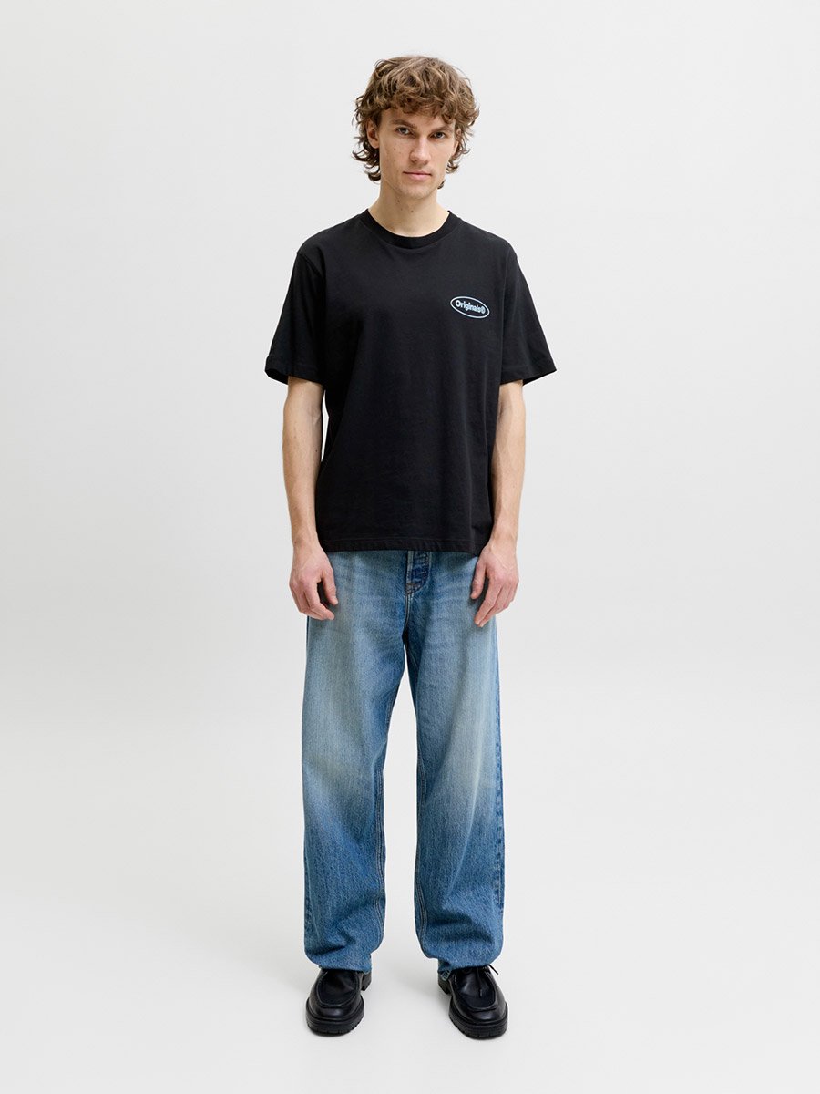 Black JORRIVIERA Graphic Print Crew Neck Short Sleeves T-Shirt