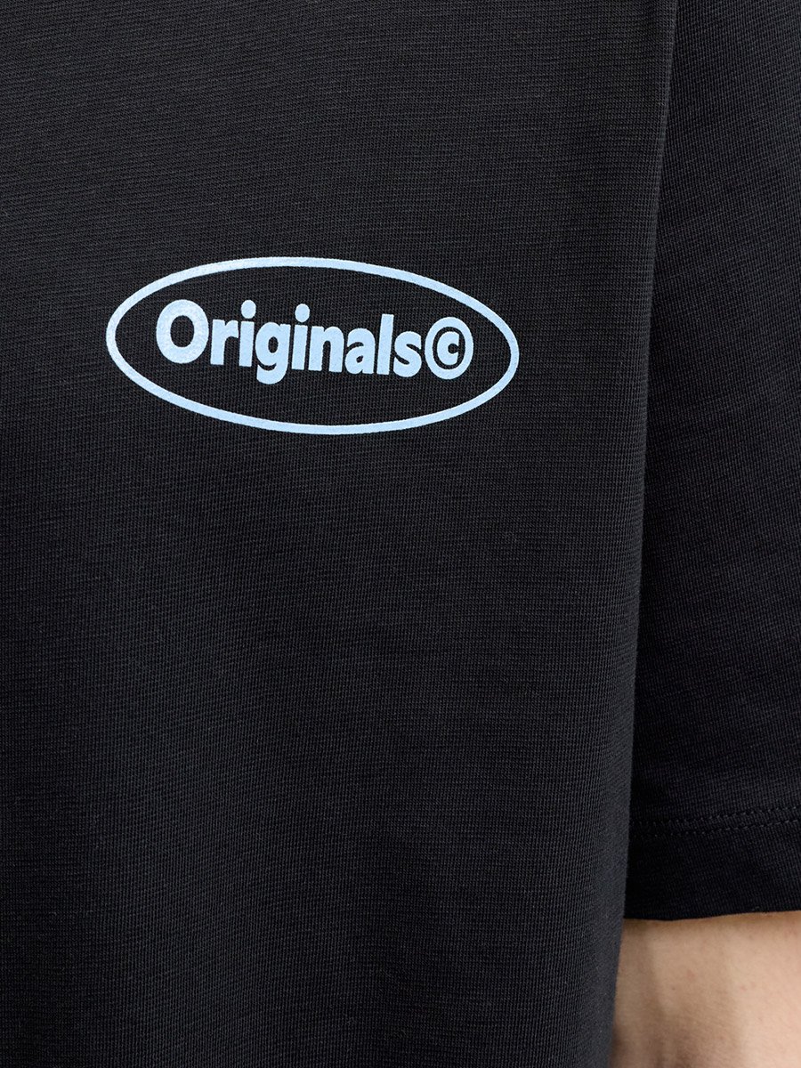 Black JORRIVIERA Graphic Print Crew Neck Short Sleeves T-Shirt