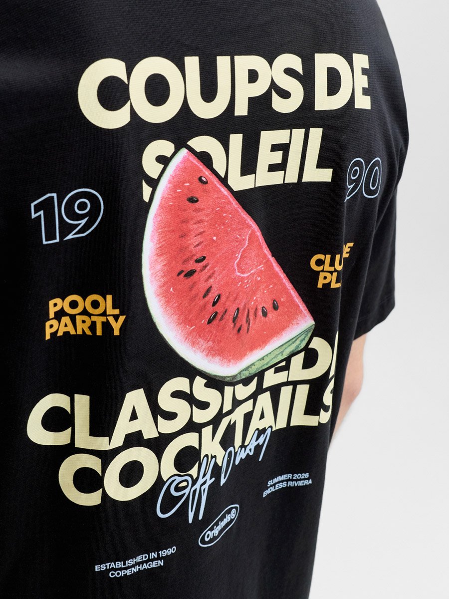 Black JORRIVIERA Graphic Print Crew Neck Short Sleeves T-Shirt
