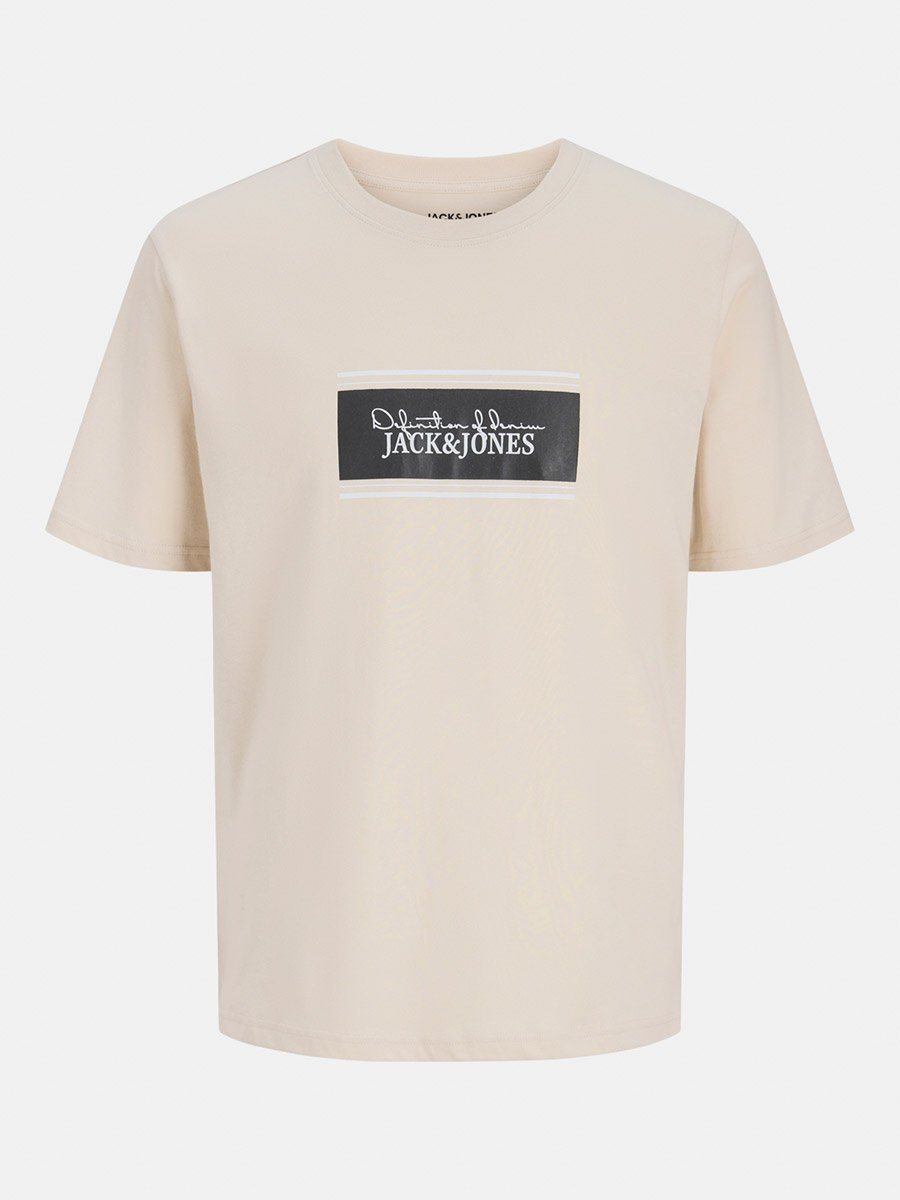 Beige Graphic Print Crew Neck T-Shirt