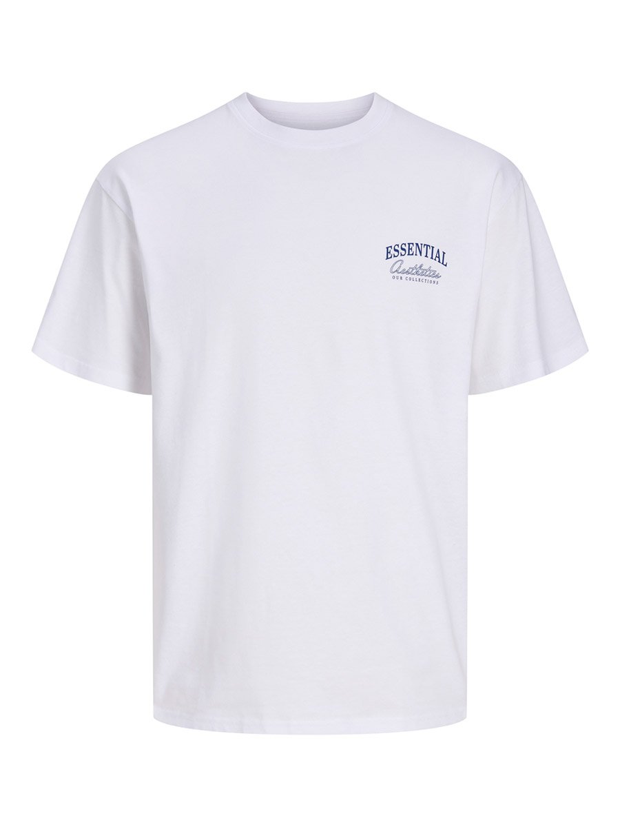 White JJEORGANIC Slogan Print Short Sleeves Relaxed Fit T-Shirt