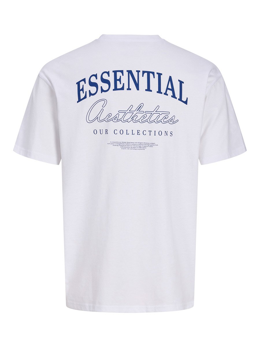 White JJEORGANIC Slogan Print Short Sleeves Relaxed Fit T-Shirt