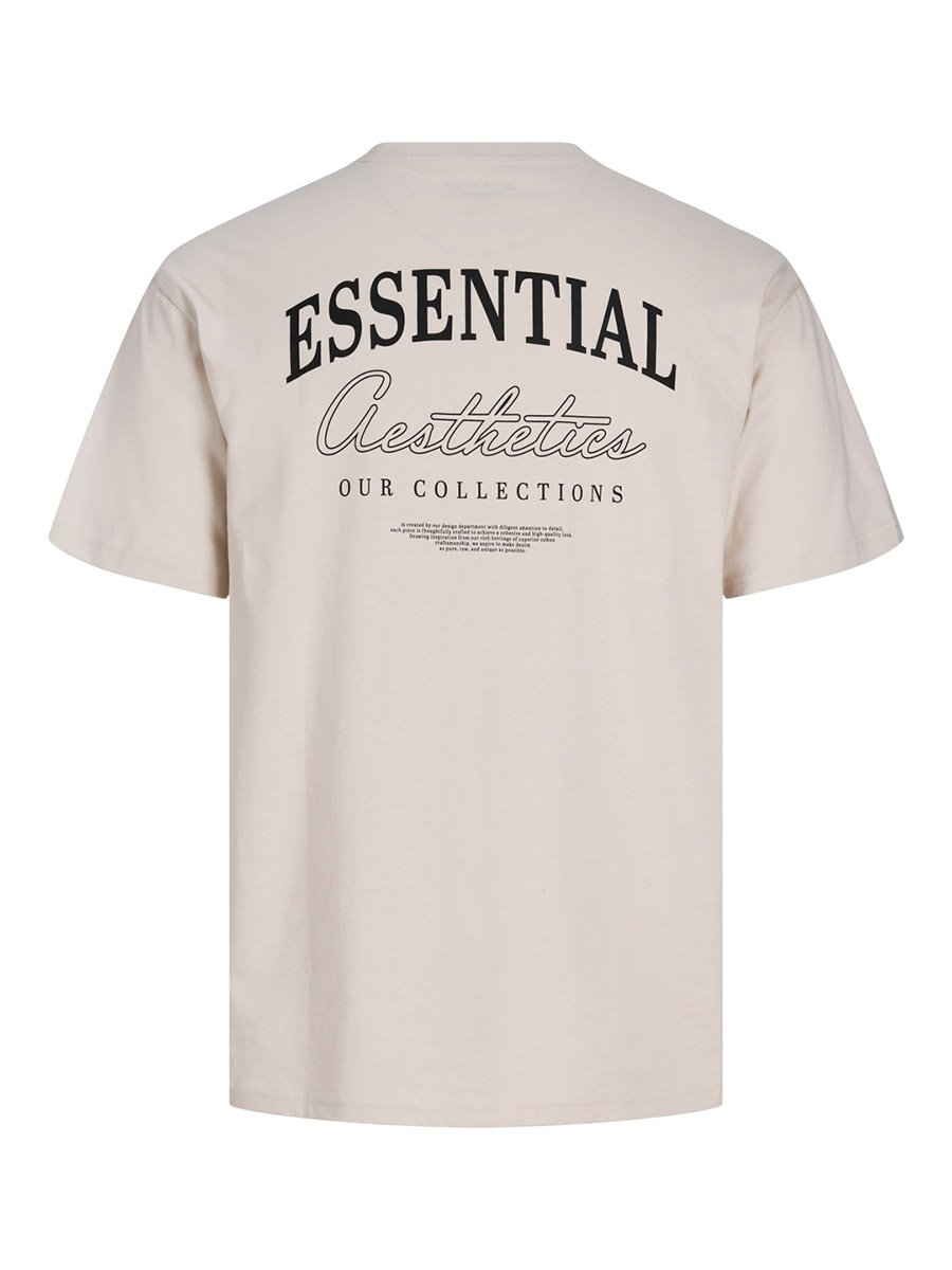 Beige Text Print Relaxed Fit T-Shirt