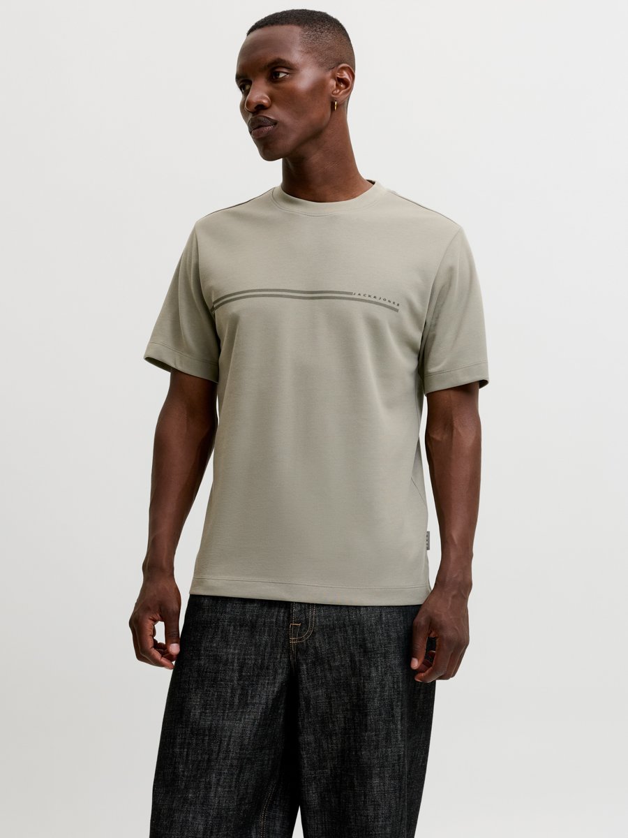 Khaki Chest Brand Crew Neck T-Shirt