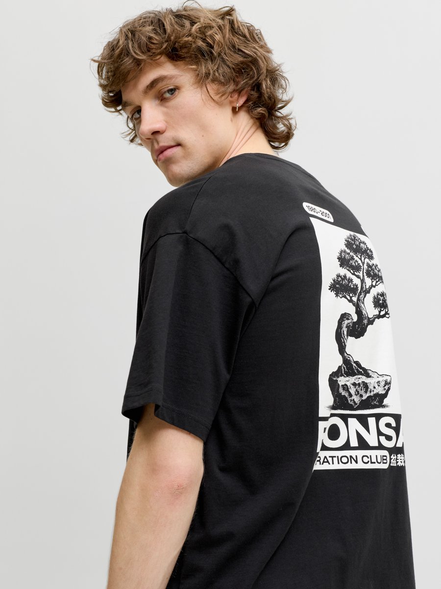 Black Graphic Print Cotton T-Shirt