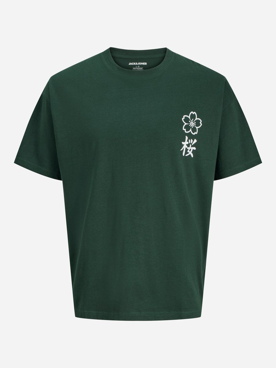 Dark Green Graphic Print Cotton T-Shirt
