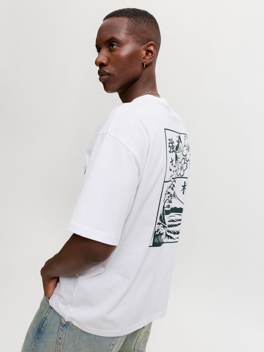 White Dropped Shoulder Crew Neck T-Shirt