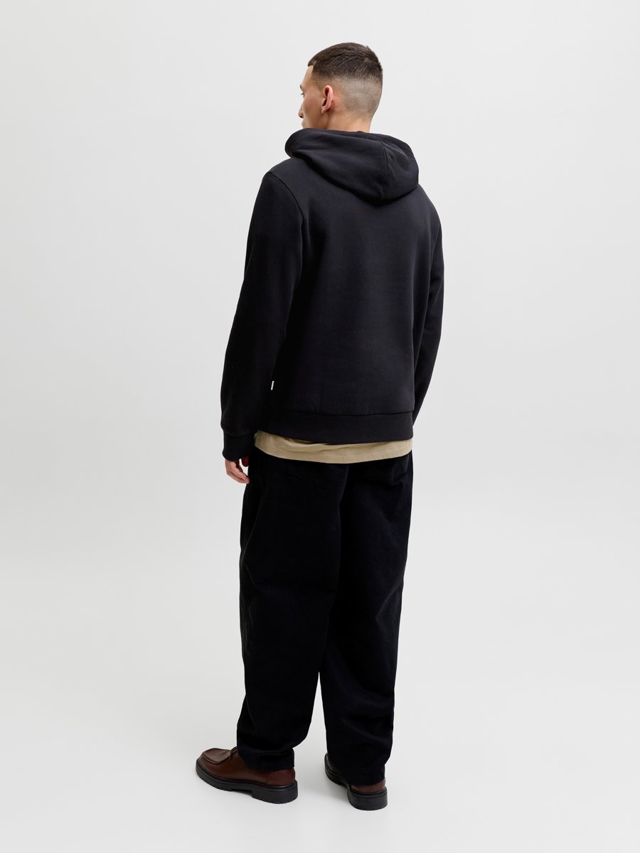 Black Pullover Hoodie with Logo Print