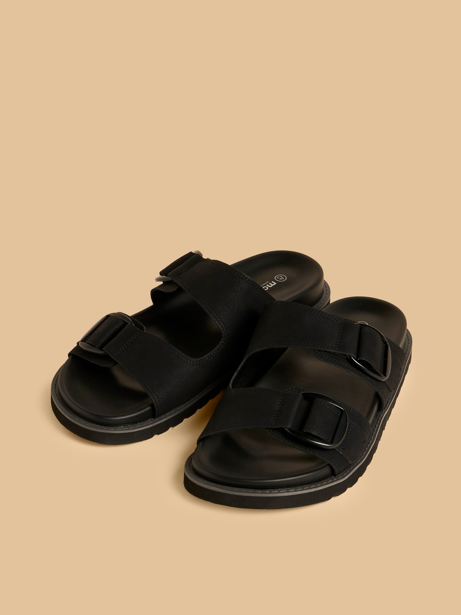 Buckle Accent Slip-On Sandals