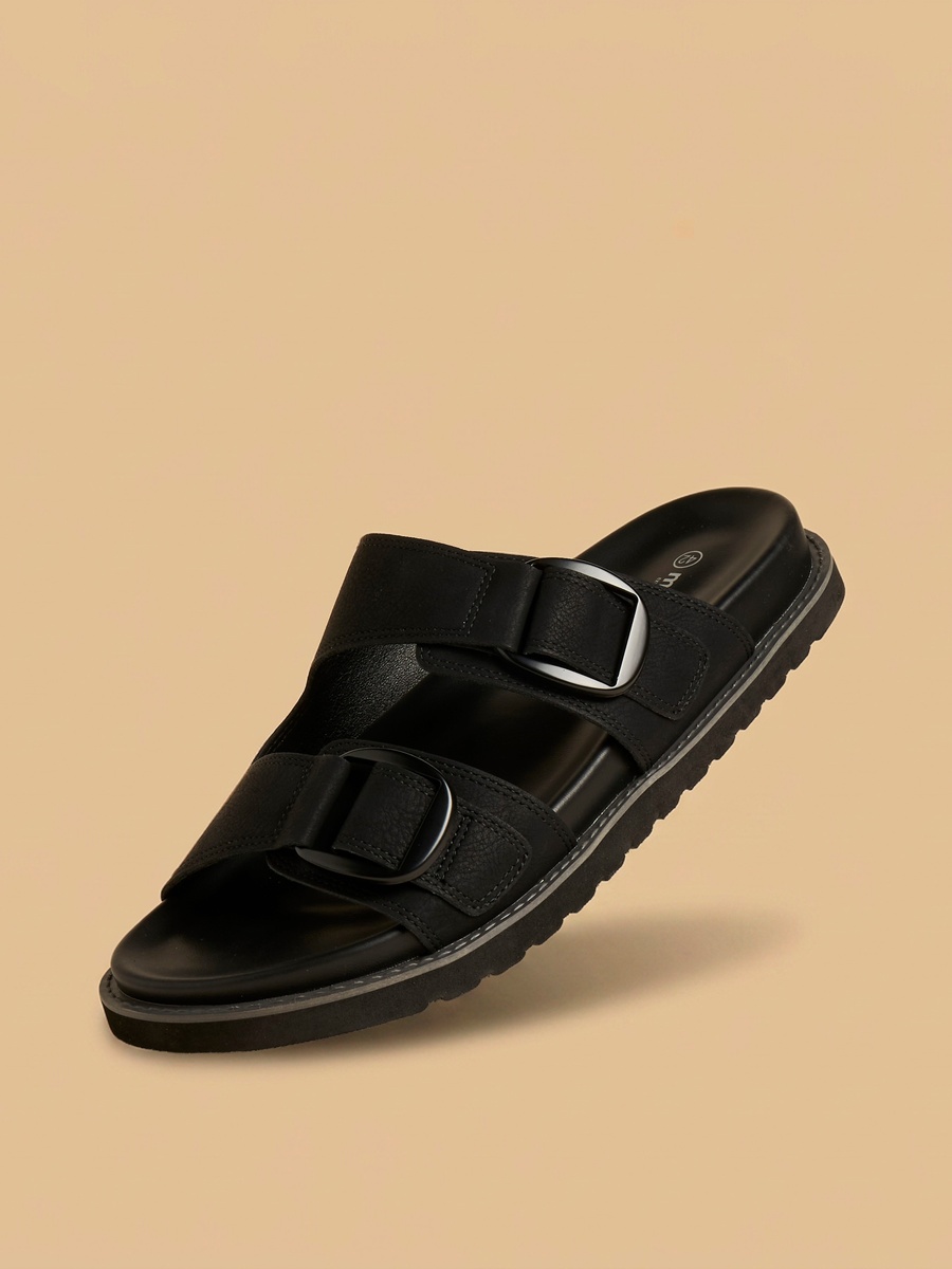 Buckle Accent Slip-On Sandals