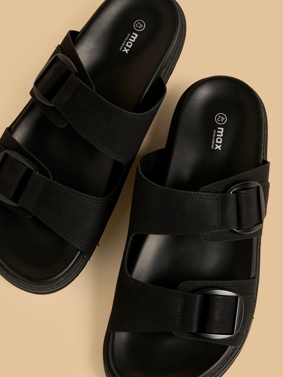 Buckle Accent Slip-On Sandals