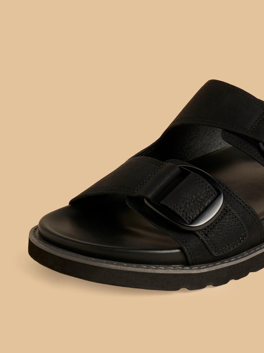 Buckle Accent Slip-On Sandals