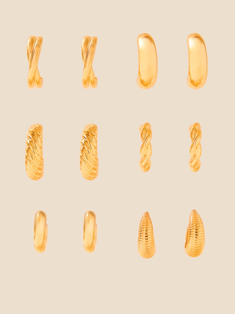 Pack of 6 - Hoop Earrings with Pushback Closure
