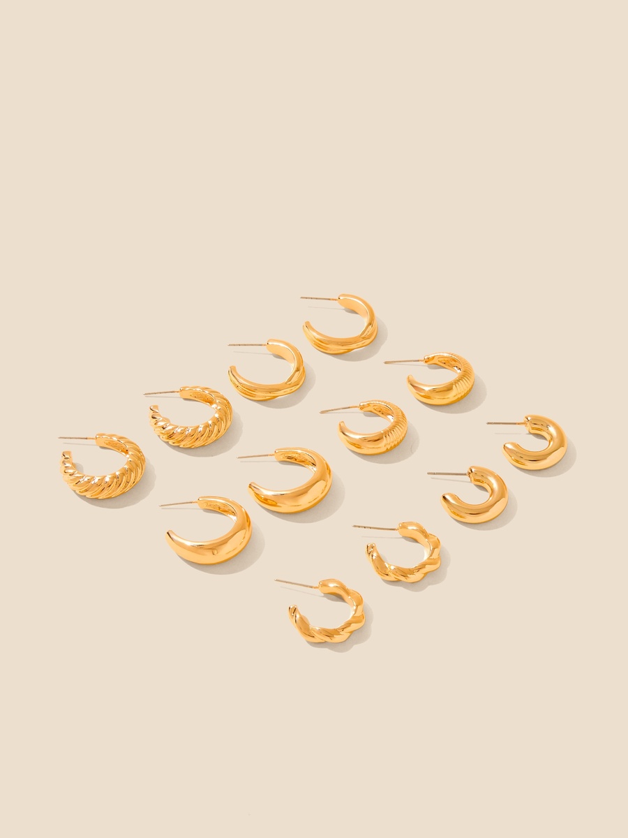 Pack of 6 - Hoop Earrings with Pushback Closure