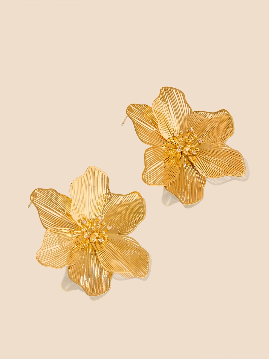 Floral Embellished Earrings with Pushback Closure