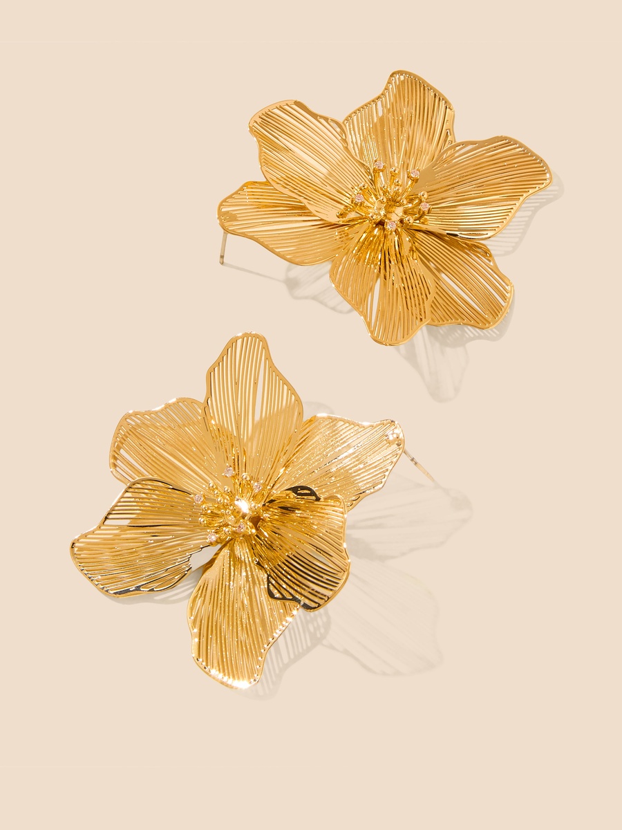 Floral Embellished Earrings with Pushback Closure