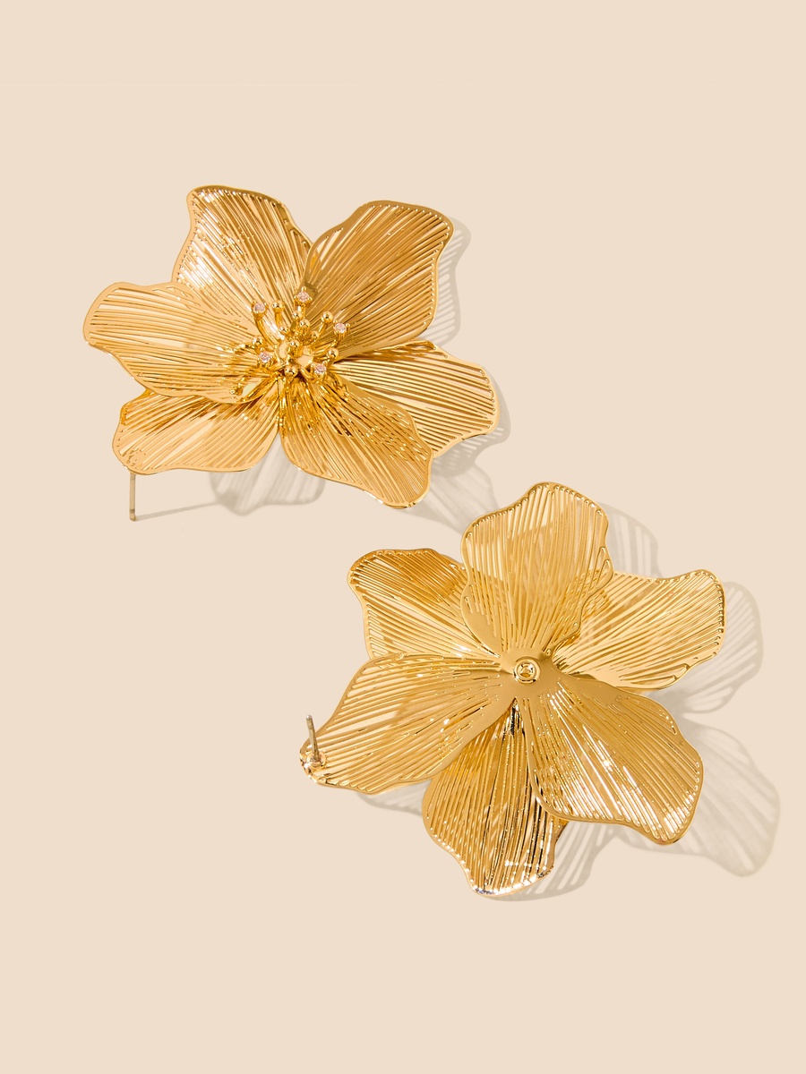 Floral Embellished Earrings with Pushback Closure