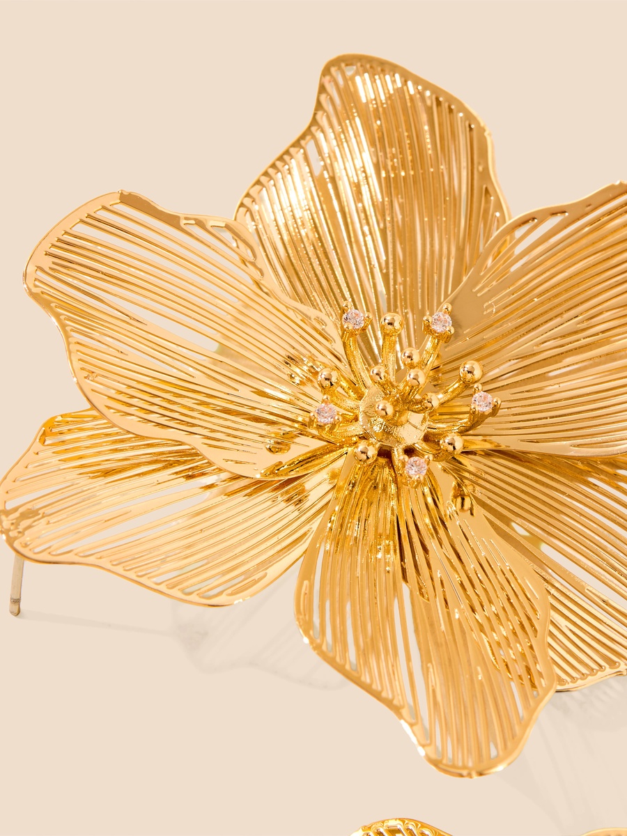 Floral Embellished Earrings with Pushback Closure