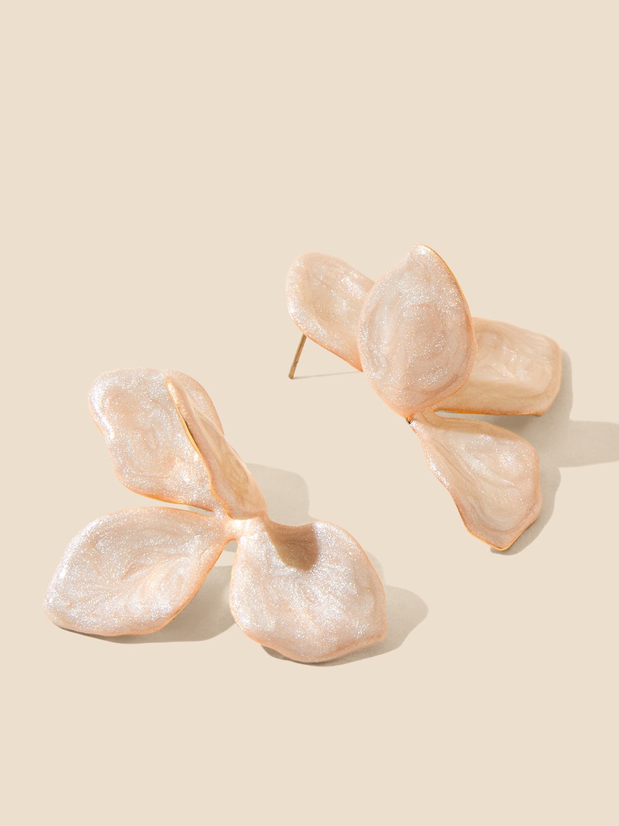 Embellished Floral Earrings with Pushback Closure