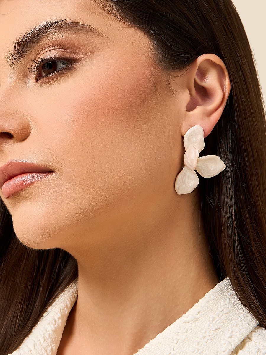 Embellished Floral Earrings with Pushback Closure