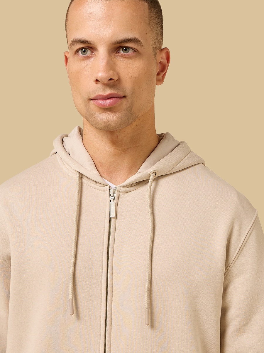 Relaxed Fit Zip Through Hoodie with Kangaroo Pocket