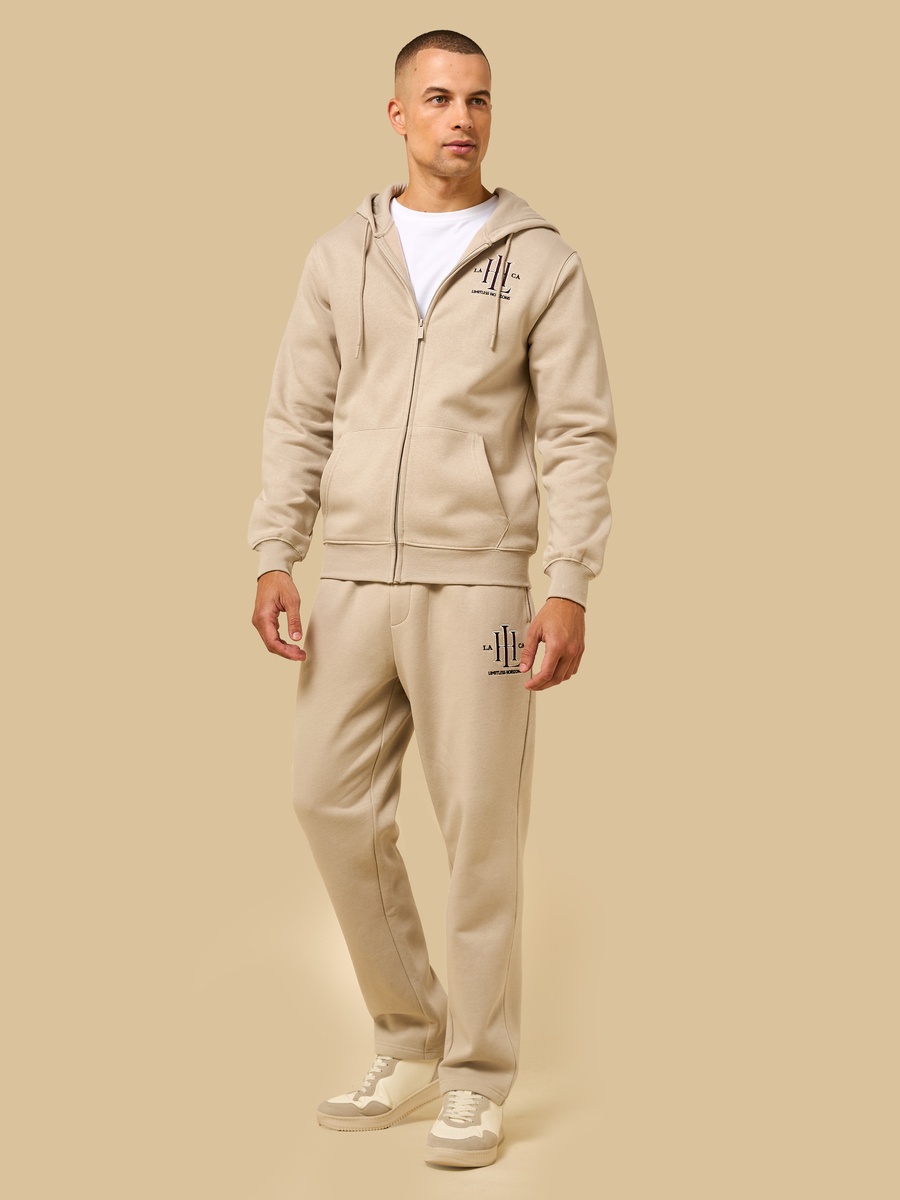 Embroidered Fleece Zip Through Hoodie