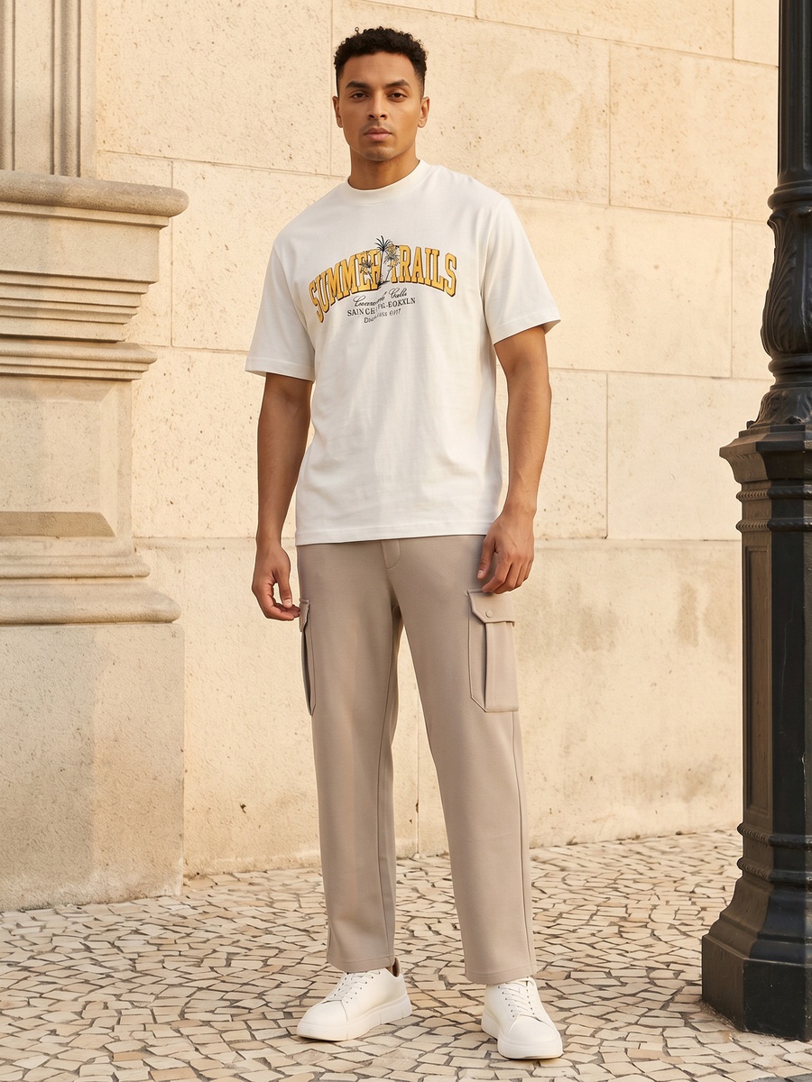 Snap Detail Relaxed Fit Cargo Joggers