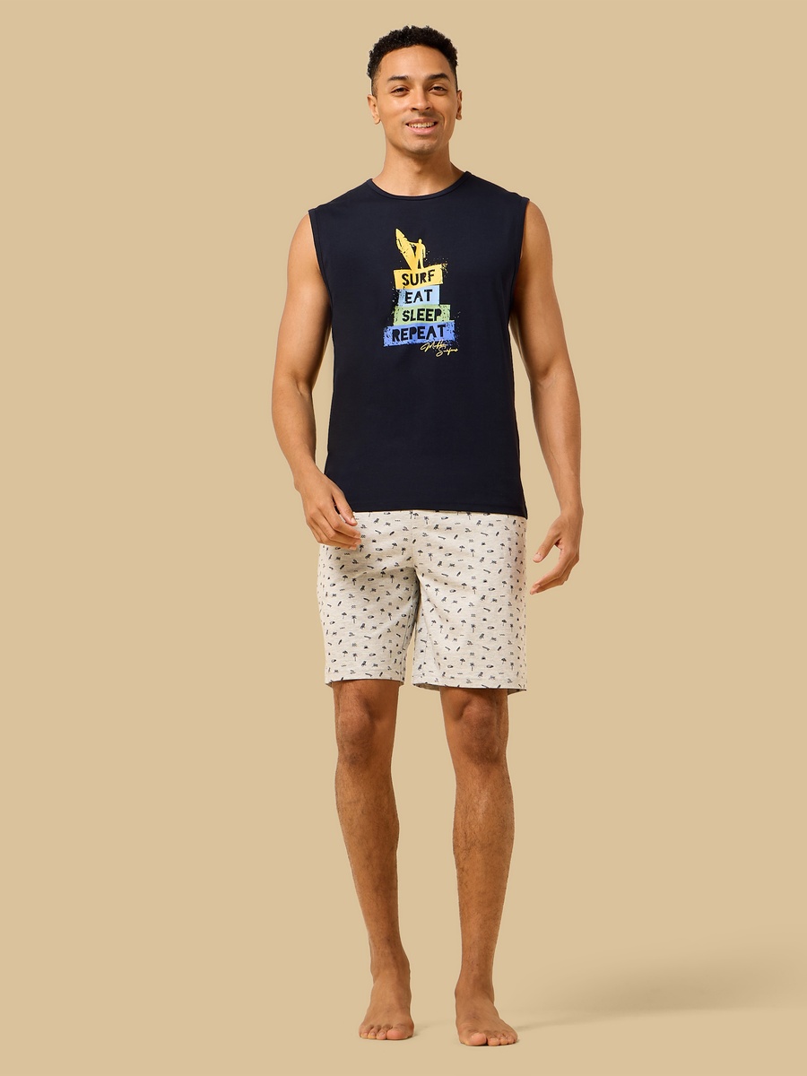 Printed Sleeveless Shorts Set