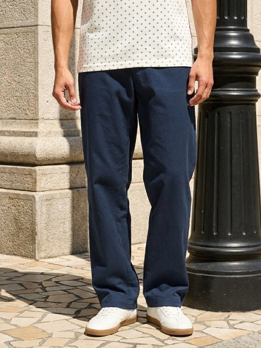 Textured Cotton Linen Twill Pants