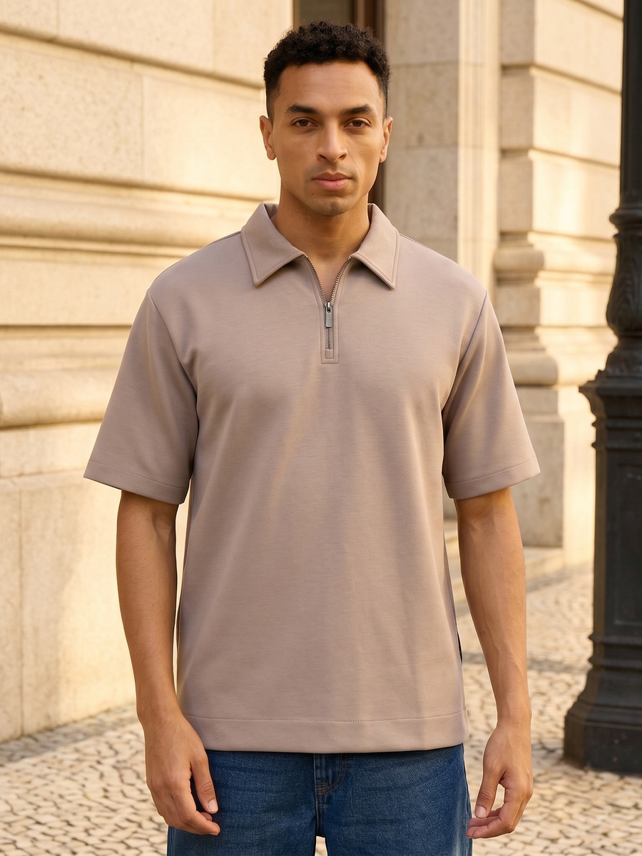 Textured Interlock Polo T-Shirt