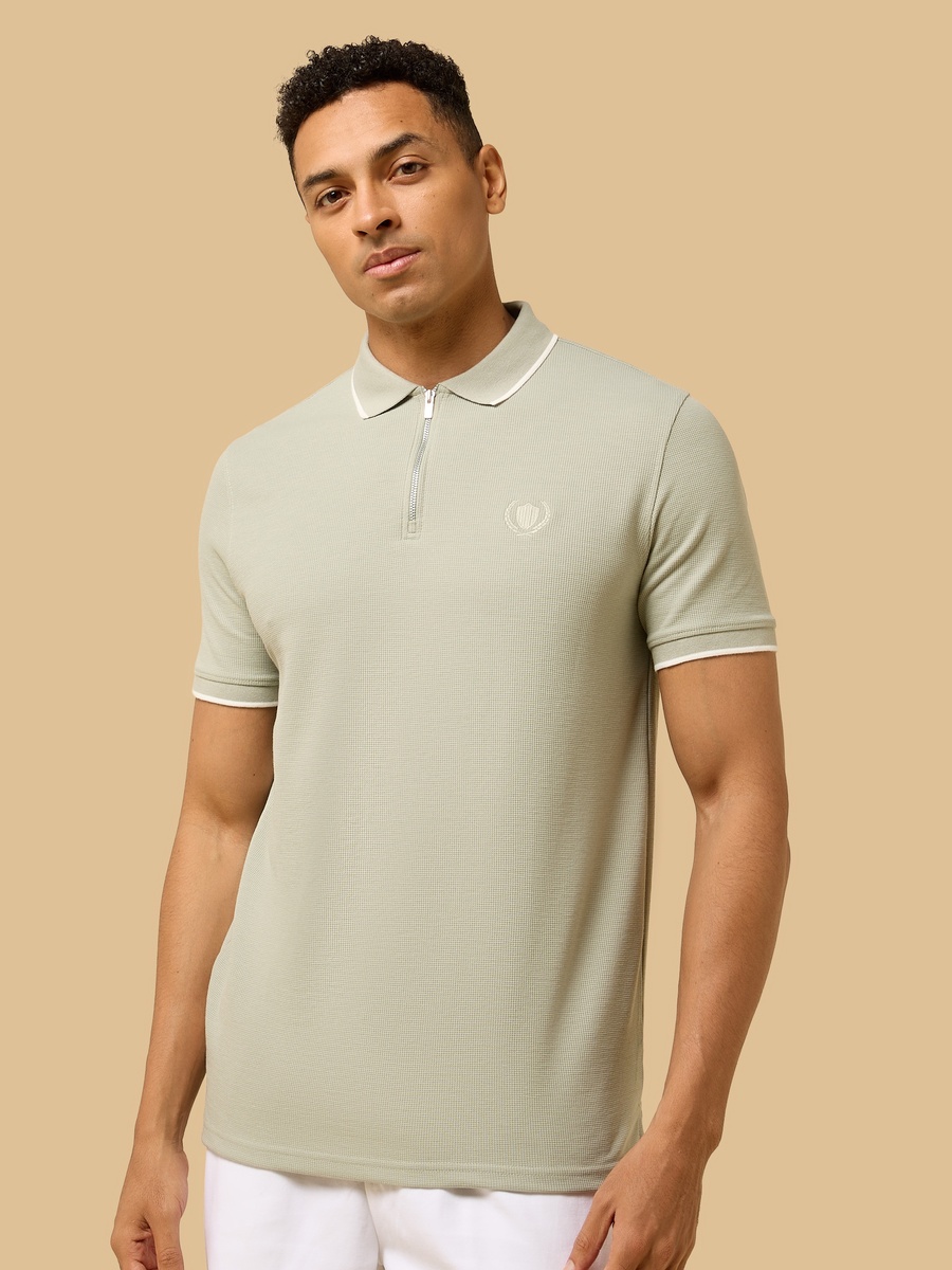 Textured Half-Zip Polo T-Shirt