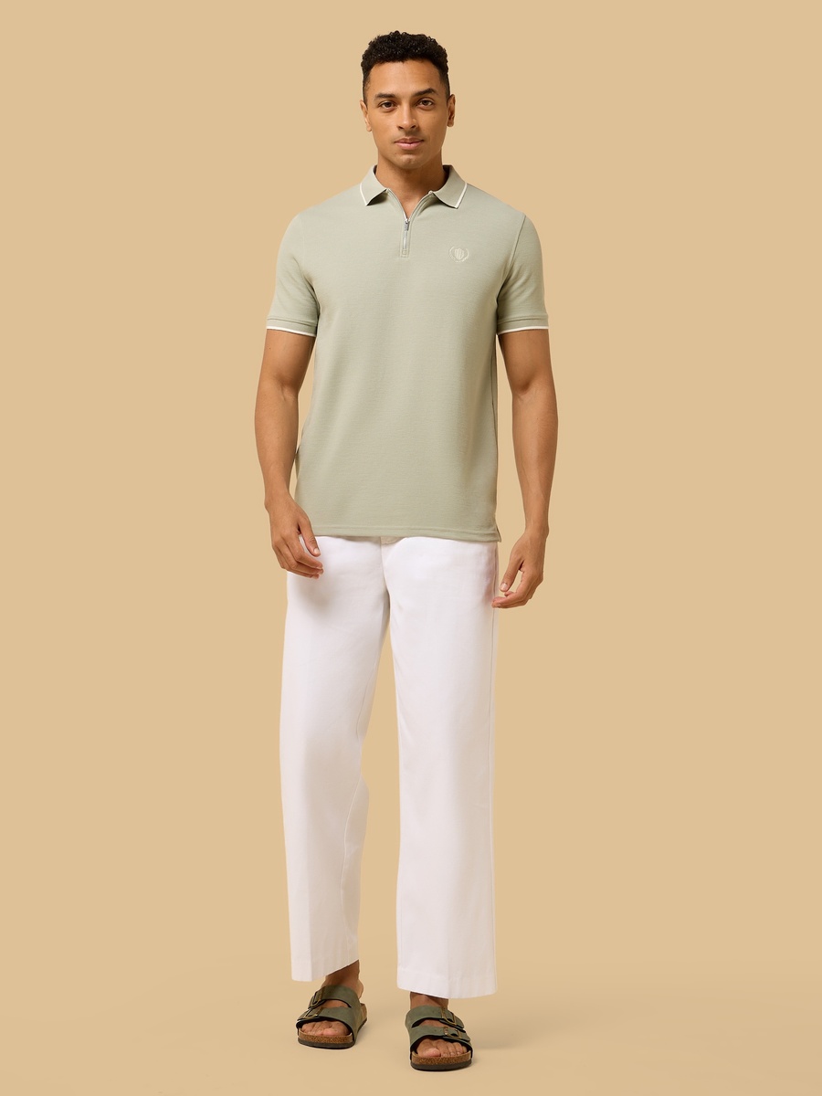 Textured Half-Zip Polo T-Shirt