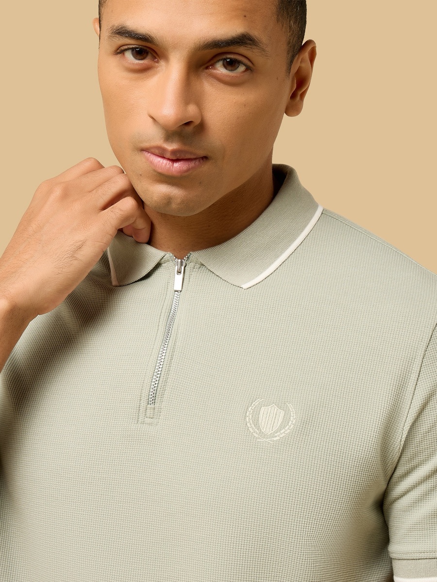 Textured Half-Zip Polo T-Shirt