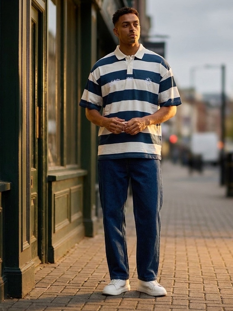 Striped Boxy Polo T-Shirt