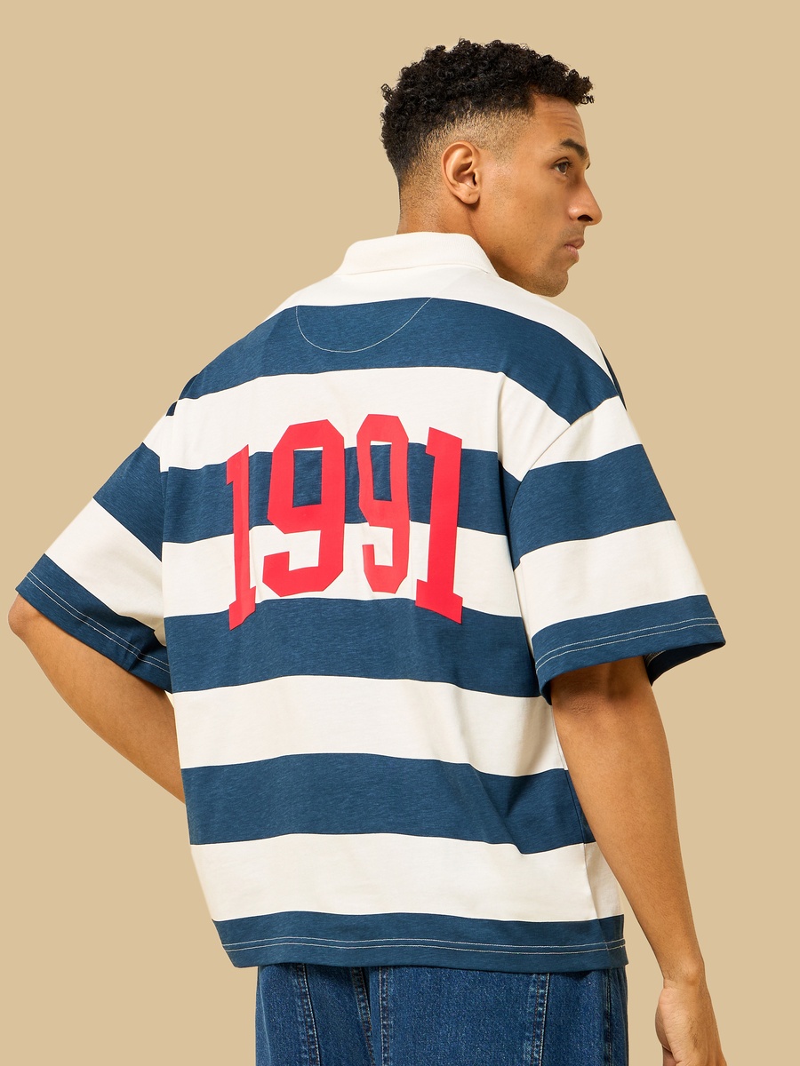 Striped Boxy Polo T-Shirt