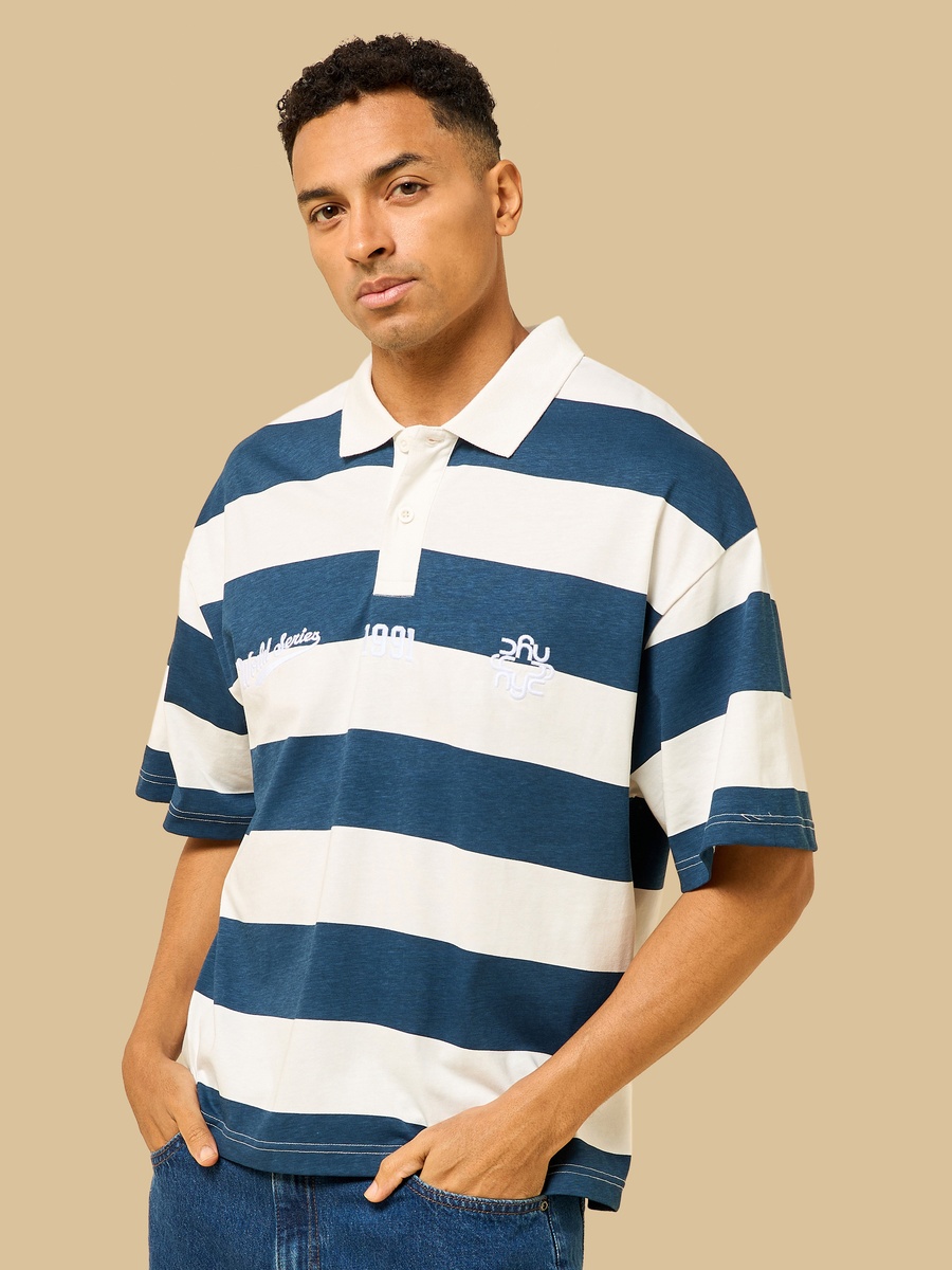 Striped Boxy Polo T-Shirt