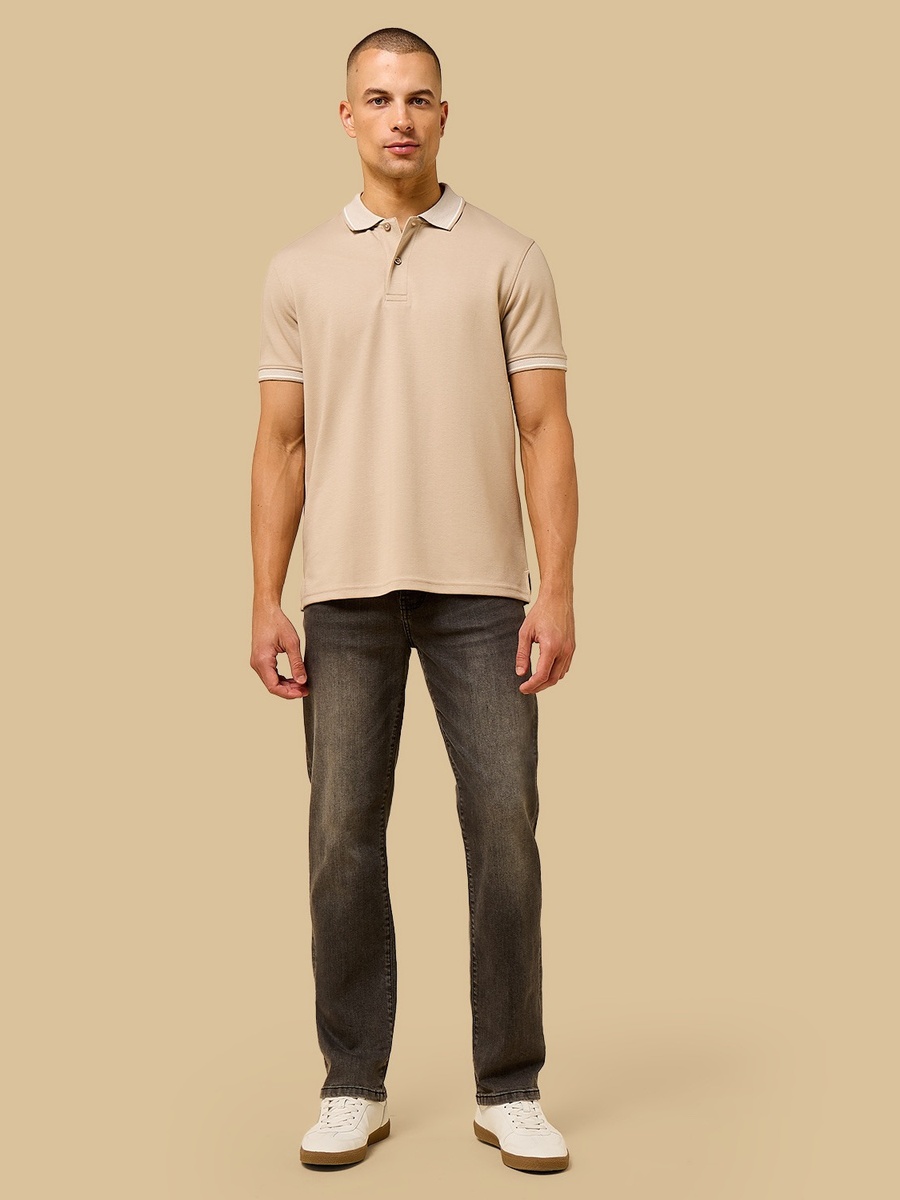 Herringbone Textured Polo T-Shirt