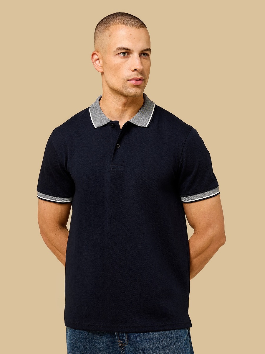 Herringbone Textured Polo T-Shirt
