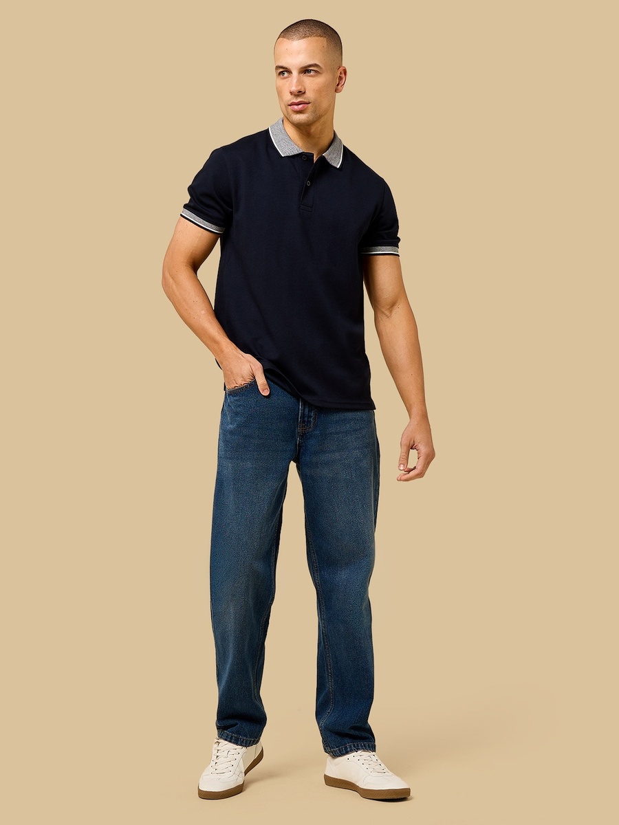 Herringbone Textured Polo T-Shirt