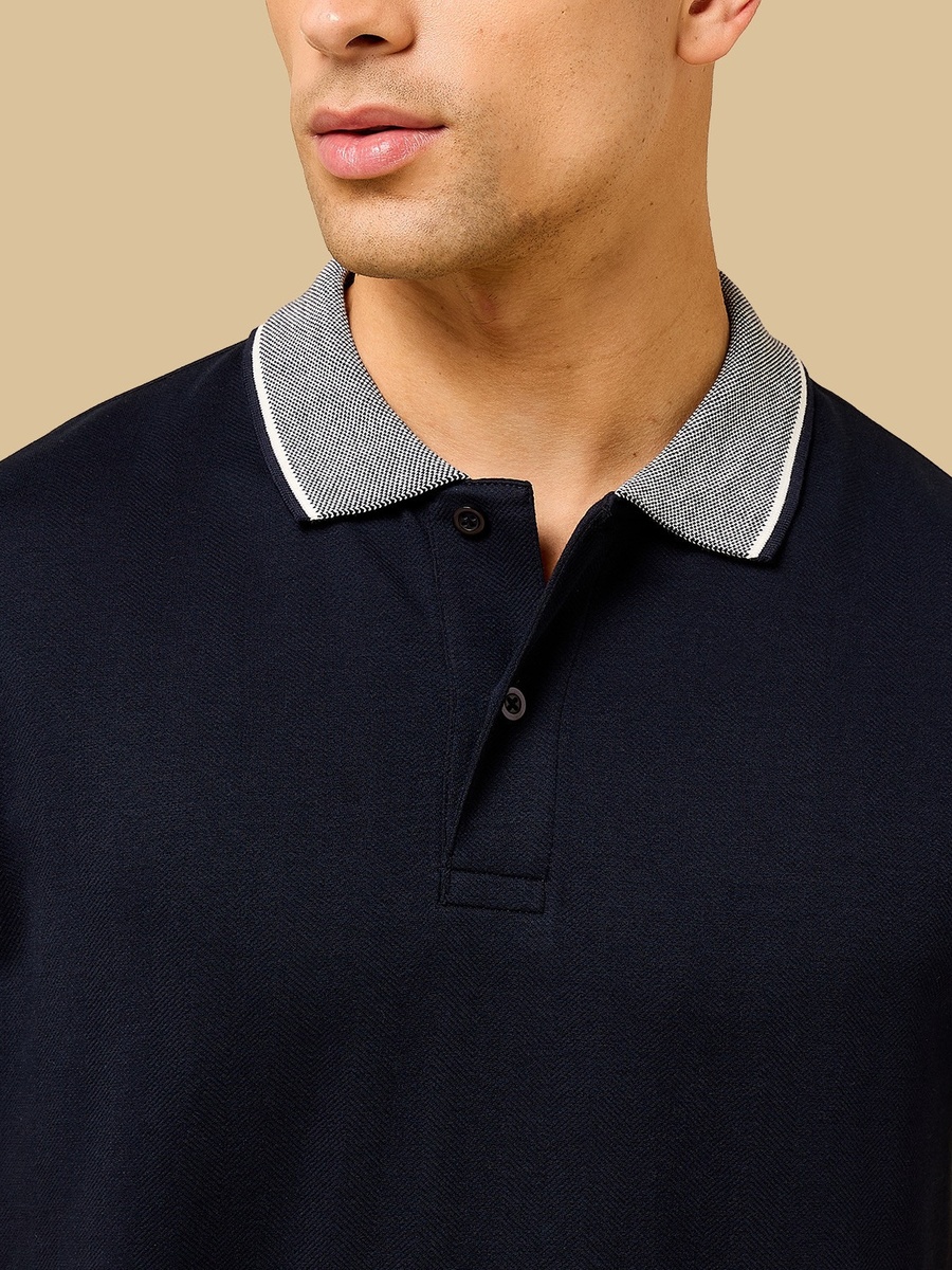 Herringbone Textured Polo T-Shirt