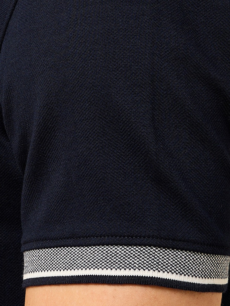 Herringbone Textured Polo T-Shirt