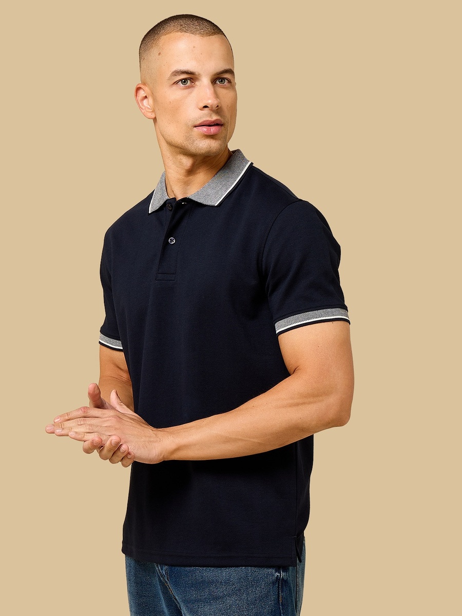 Herringbone Textured Polo T-Shirt