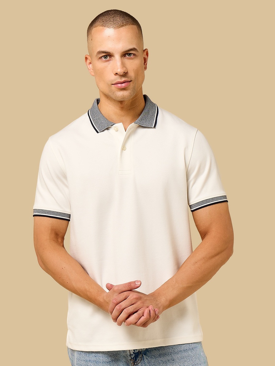 Herringbone Textured Polo T-Shirt