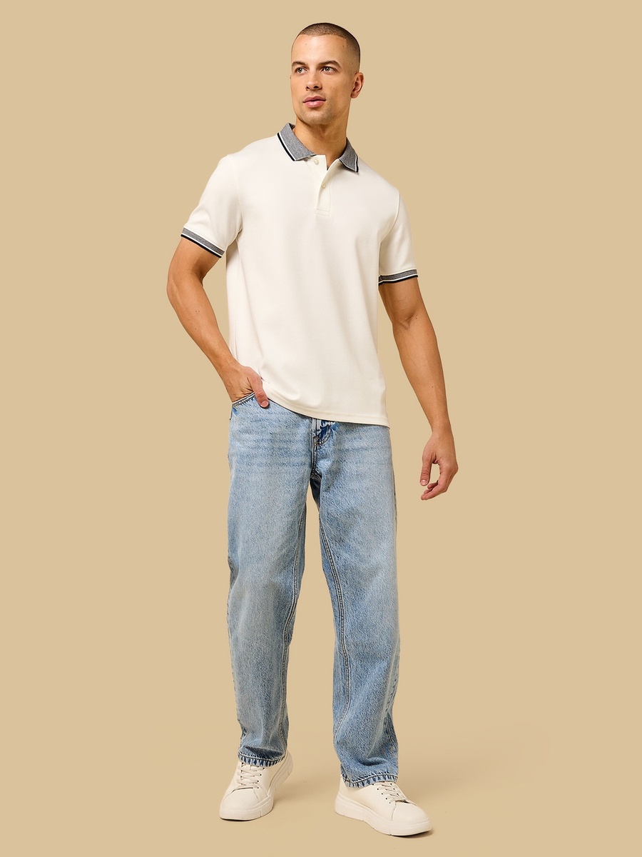 Herringbone Textured Polo T-Shirt