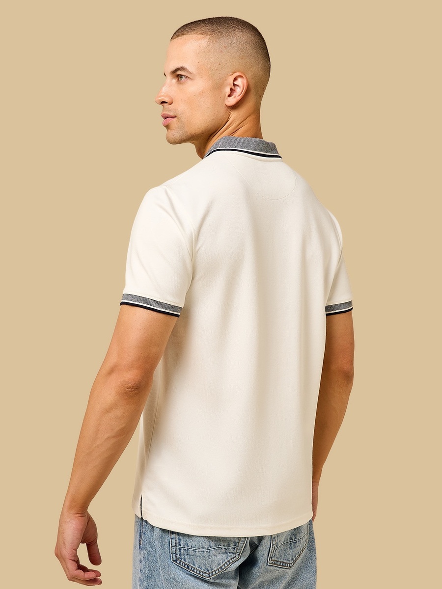 Herringbone Textured Polo T-Shirt