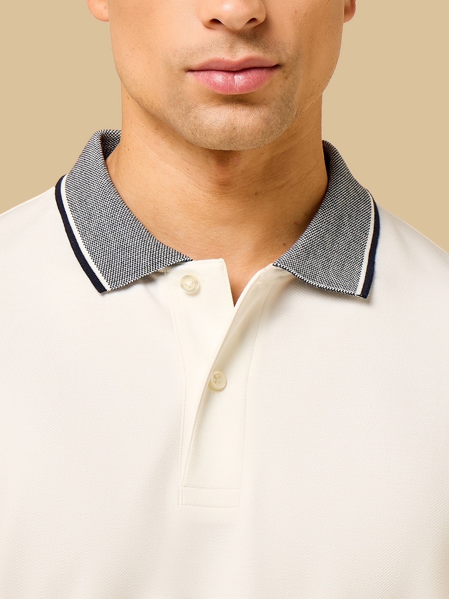 Herringbone Textured Polo T-Shirt