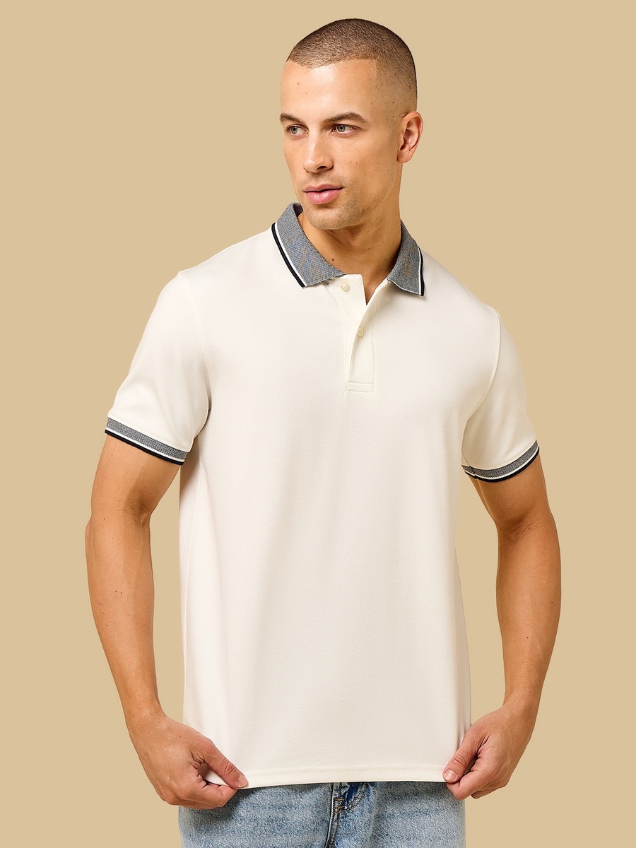 Herringbone Textured Polo T-Shirt