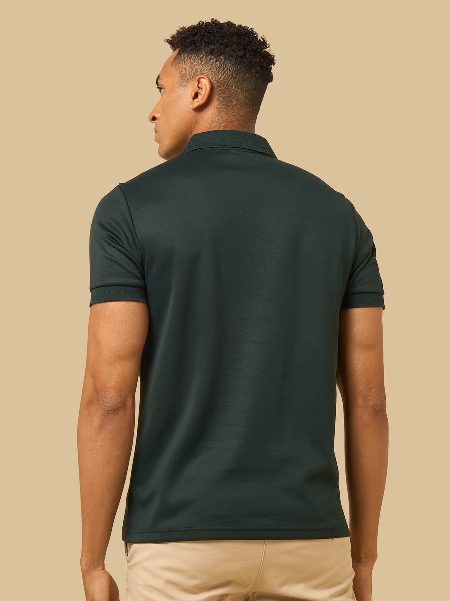 Textured Half Zip Pique Polo T-Shirt